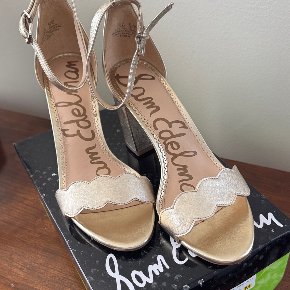 Sam Edelman Metallic Gold Heeled Sandals